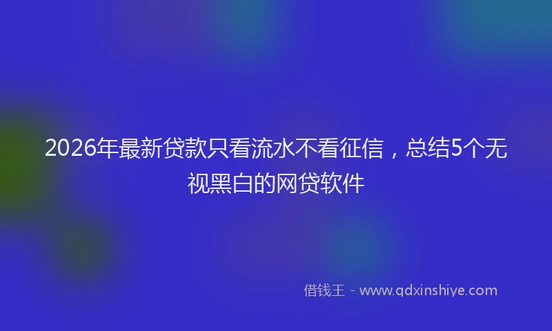 2026年最新贷款只看流水不看征信，总结5个无视黑白的网贷软件