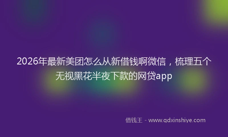 2026年最新美团怎么从新借钱啊微信，梳理五个无视黑花半夜下款的网贷app