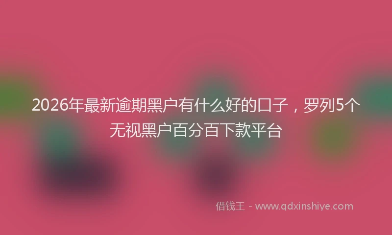 2026年最新逾期黑户有什么好的口子，罗列5个无视黑户百分百下款平台