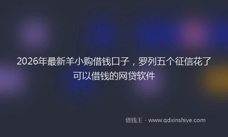 2026年最新羊小购借钱口子，罗列五个征信花了可以借钱的网贷软件