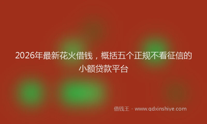2026年最新花火借钱，概括五个正规不看征信的小额贷款平台