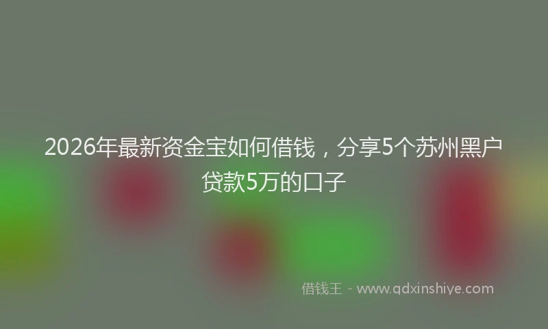 2026年最新资金宝如何借钱，分享5个苏州黑户贷款5万的口子