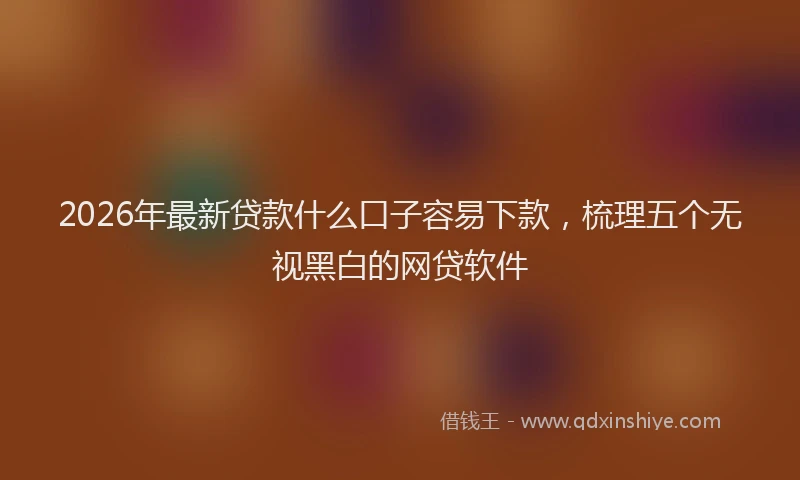 2026年最新贷款什么口子容易下款，梳理五个无视黑白的网贷软件