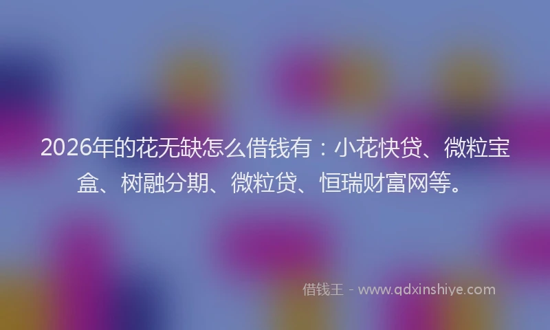 2026年的花无缺怎么借钱有：小花快贷、微粒宝盒、树融分期、微粒贷、恒瑞财富网等。