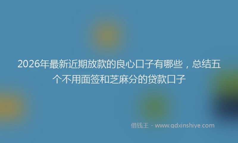 2026年最新近期放款的良心口子有哪些，总结五个不用面签和芝麻分的贷款口子