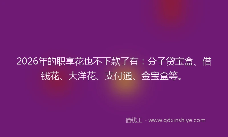 2026年的职享花也不下款了有：分子贷宝盒、借钱花、大洋花、支付通、金宝盒等。
