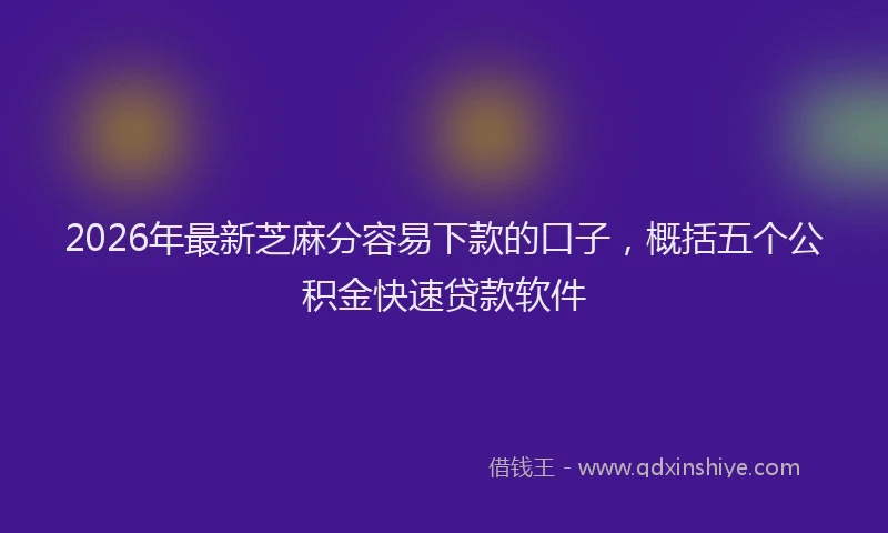 2026年最新芝麻分容易下款的口子，概括五个公积金快速贷款软件