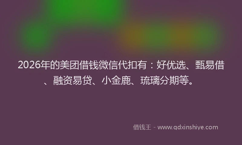 2026年的美团借钱微信代扣有：好优选、甄易借、融资易贷、小金鹿、琉璃分期等。