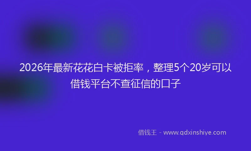 2026年最新花花白卡被拒率，整理5个20岁可以借钱平台不查征信的口子