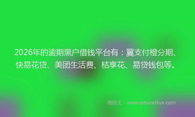 2026年的逾期黑户借钱平台有：翼支付橙分期、快易花贷、美团生活费、桔享花、易贷钱包等。