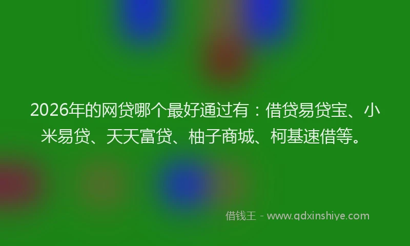2026年的网贷哪个最好通过有：借贷易贷宝、小米易贷、天天富贷、柚子商城、柯基速借等。