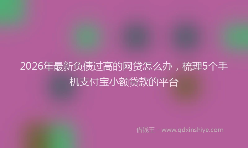 2026年最新负债过高的网贷怎么办，梳理5个手机支付宝小额贷款的平台
