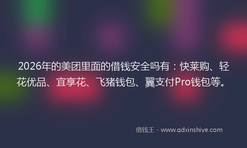2026年的美团里面的借钱安全吗有：快莱购、轻花优品、宜享花、飞猪钱包、翼支付Pro钱包等。