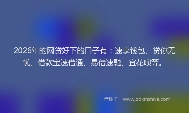2026年的网贷好下的口子有：速享钱包、贷你无忧、借款宝速借通、易借速融、宜花呗等。