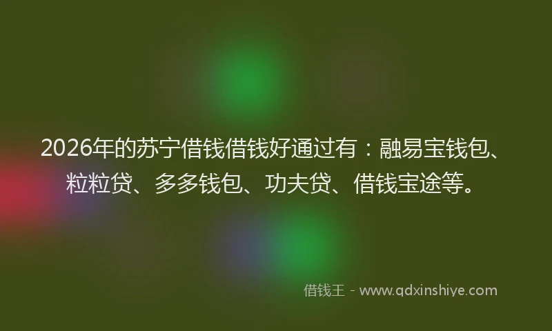 2026年的苏宁借钱借钱好通过有：融易宝钱包、粒粒贷、多多钱包、功夫贷、借钱宝途等。