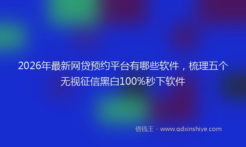 2026年最新网贷预约平台有哪些软件，梳理五个无视征信黑白100%秒下软件