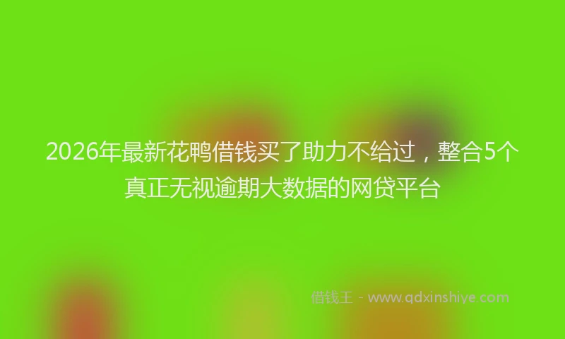 2026年最新花鸭借钱买了助力不给过，整合5个真正无视逾期大数据的网贷平台
