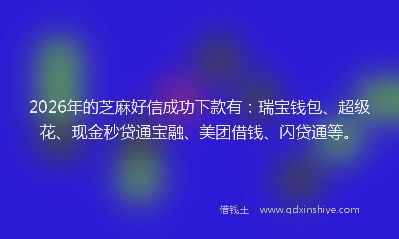 2026年的芝麻好信成功下款有：瑞宝钱包、超级花、现金秒贷通宝融、美团借钱、闪贷通等。