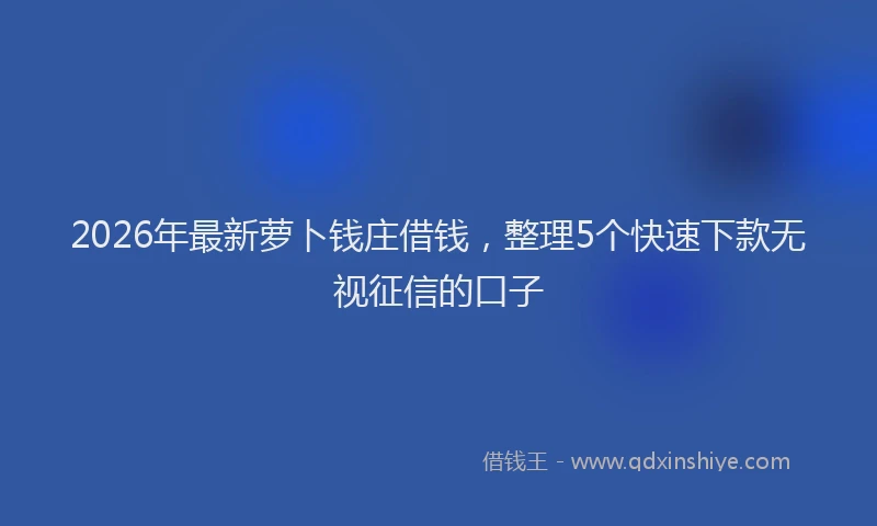 2026年最新萝卜钱庄借钱，整理5个快速下款无视征信的口子