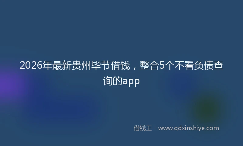 2026年最新贵州毕节借钱，整合5个不看负债查询的app