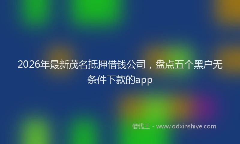 2026年最新茂名抵押借钱公司，盘点五个黑户无条件下款的app