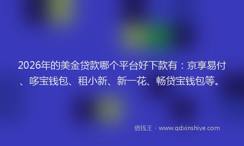 2026年的美金贷款哪个平台好下款有：京享易付、哆宝钱包、租小新、新一花、畅贷宝钱包等。