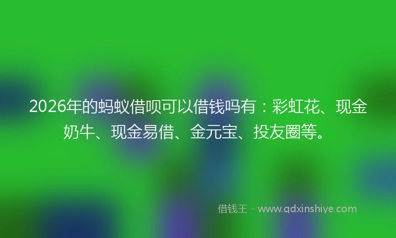2026年的蚂蚁借呗可以借钱吗有：彩虹花、现金奶牛、现金易借、金元宝、投友圈等。