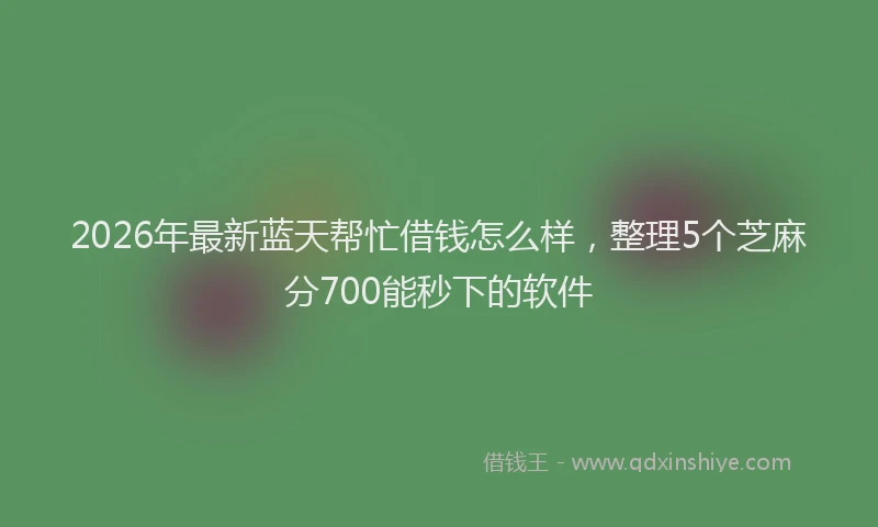 2026年最新蓝天帮忙借钱怎么样，整理5个芝麻分700能秒下的软件