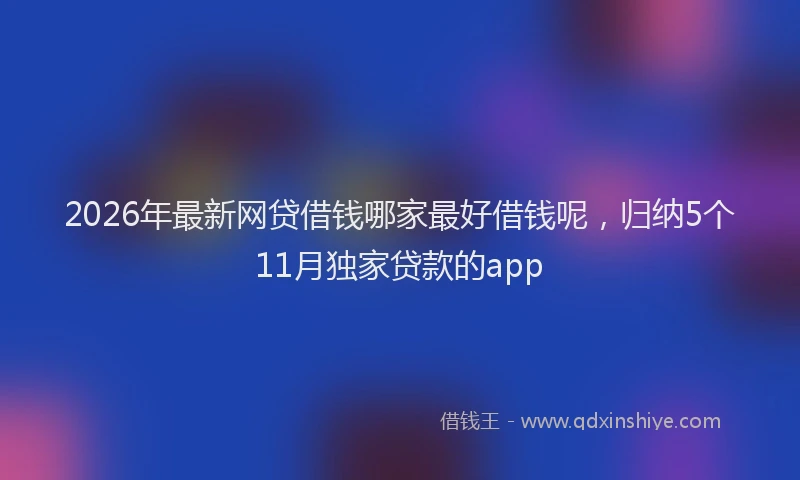 2026年最新网贷借钱哪家最好借钱呢，归纳5个11月独家贷款的app