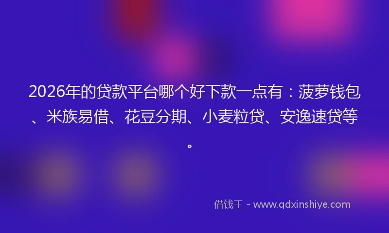 2026年的贷款平台哪个好下款一点有：菠萝钱包、米族易借、花豆分期、小麦粒贷、安逸速贷等。