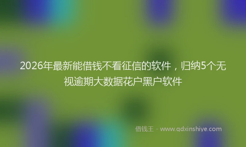 2026年最新能借钱不看征信的软件，归纳5个无视逾期大数据花户黑户软件