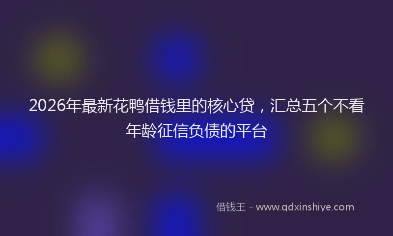 2026年最新花鸭借钱里的核心贷，汇总五个不看年龄征信负债的平台