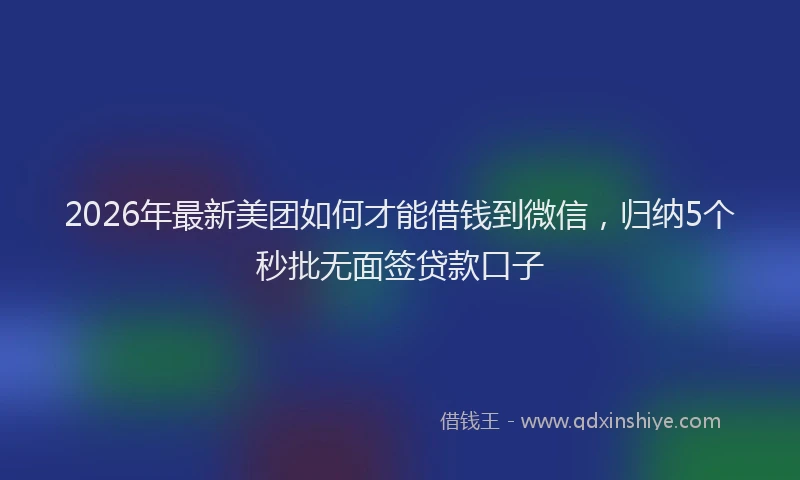 2026年最新美团如何才能借钱到微信，归纳5个秒批无面签贷款口子