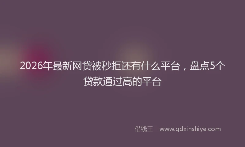 2026年最新网贷被秒拒还有什么平台，盘点5个贷款通过高的平台