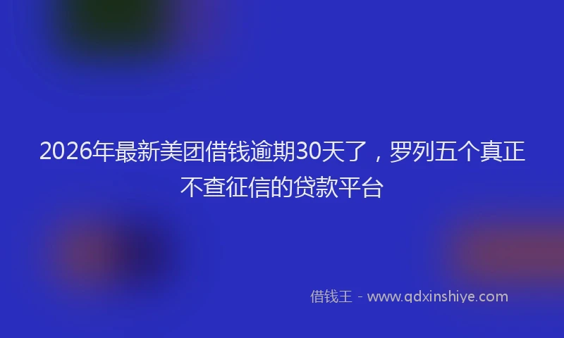 2026年最新美团借钱逾期30天了，罗列五个真正不查征信的贷款平台