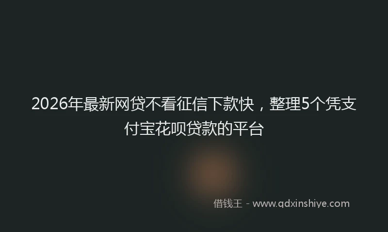2026年最新网贷不看征信下款快，整理5个凭支付宝花呗贷款的平台