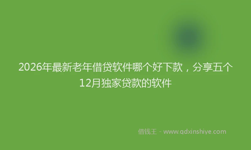 2026年最新老年借贷软件哪个好下款，分享五个12月独家贷款的软件