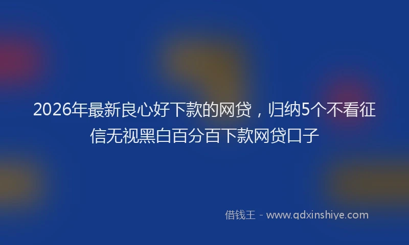 2026年最新良心好下款的网贷，归纳5个不看征信无视黑白百分百下款网贷口子