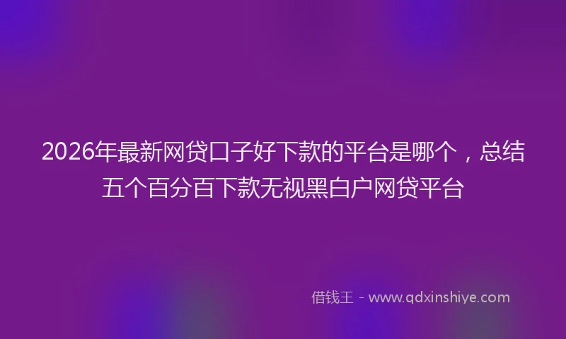 2026年最新网贷口子好下款的平台是哪个，总结五个百分百下款无视黑白户网贷平台