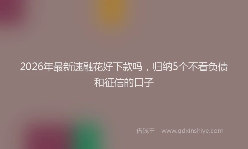 2026年最新速融花好下款吗，归纳5个不看负债和征信的口子