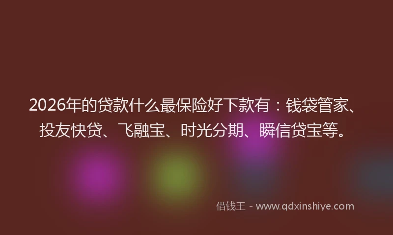 2026年的贷款什么最保险好下款有：钱袋管家、投友快贷、飞融宝、时光分期、瞬信贷宝等。