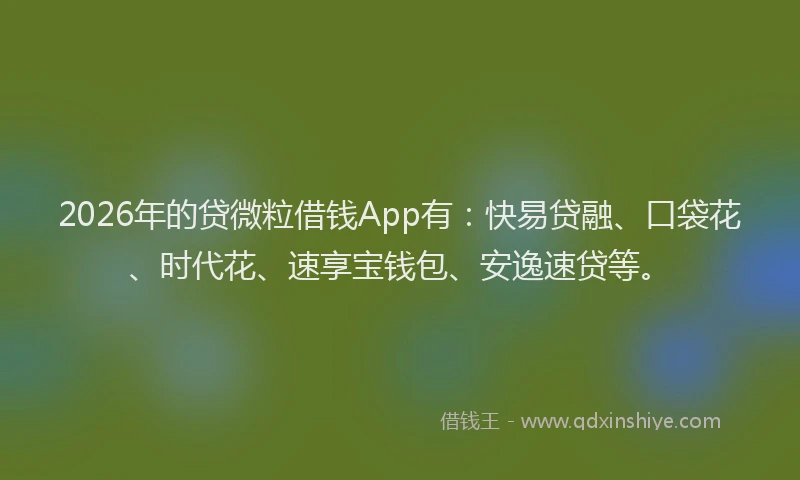 2026年的贷微粒借钱App有：快易贷融、口袋花、时代花、速享宝钱包、安逸速贷等。