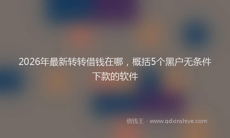 2026年最新转转借钱在哪，概括5个黑户无条件下款的软件