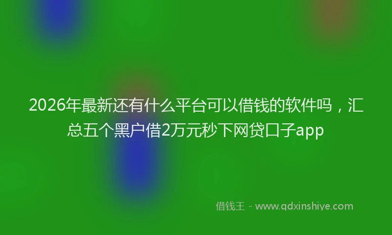 2026年最新还有什么平台可以借钱的软件吗，汇总五个黑户借2万元秒下网贷口子app
