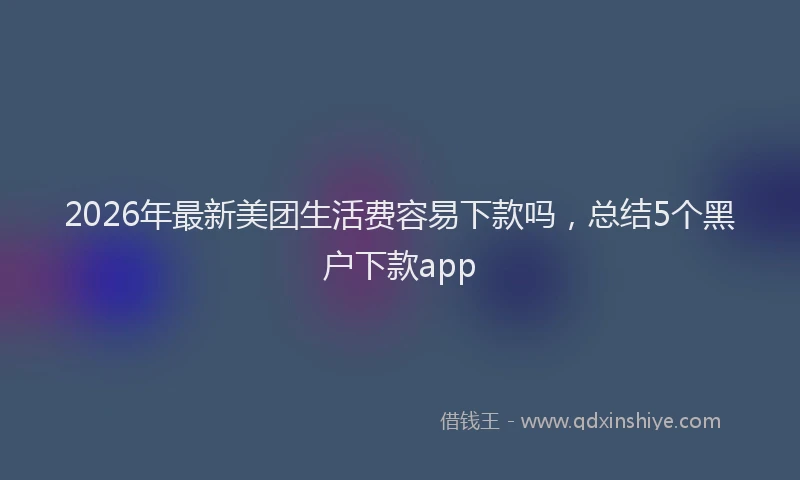 2026年最新美团生活费容易下款吗，总结5个黑户下款app