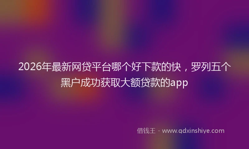 2026年最新网贷平台哪个好下款的快，罗列五个黑户成功获取大额贷款的app