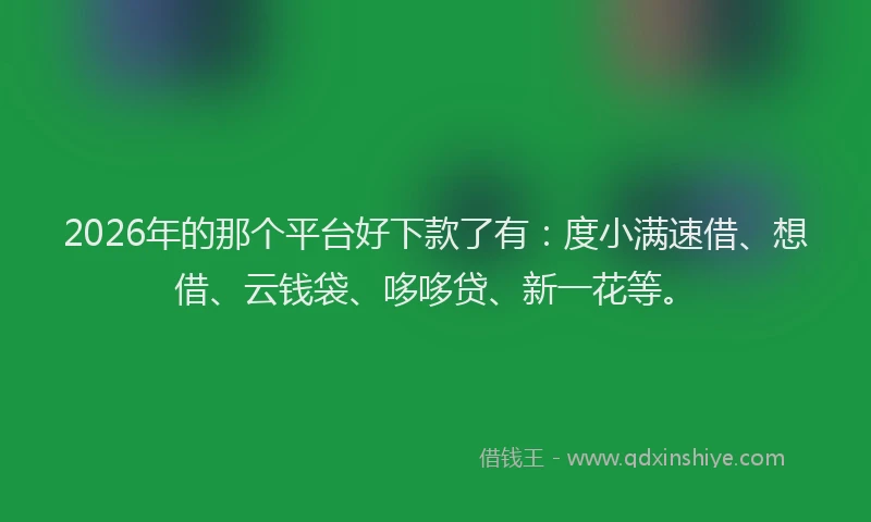 2026年的那个平台好下款了有：度小满速借、想借、云钱袋、哆哆贷、新一花等。