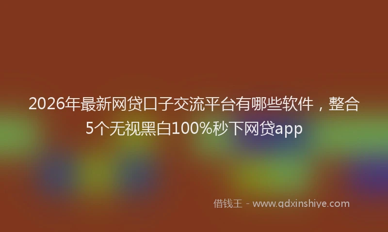 2026年最新网贷口子交流平台有哪些软件，整合5个无视黑白100%秒下网贷app