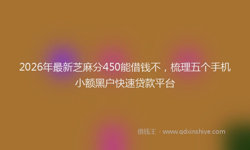 2026年最新芝麻分450能借钱不，梳理五个手机小额黑户快速贷款平台