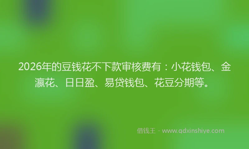 2026年的豆钱花不下款审核费有：小花钱包、金瀛花、日日盈、易贷钱包、花豆分期等。